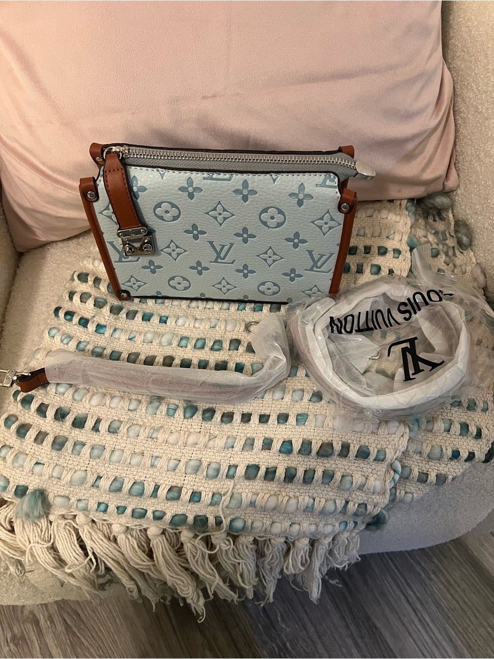 INSPIRED Blue Monogram Mini Trunk Crossbody - Picture 4 of 10